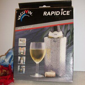 VACU VIN NEW Rapid Ice Original Wine Bottle Chilling Sleeve Silver Reusable